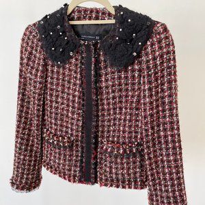 Embellished Tweed and Lace Zara Jacket with skirt matching set
